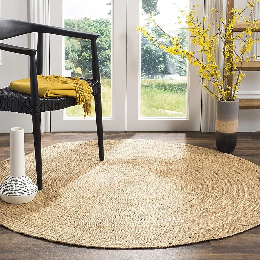 THE HOME TALK Natural Handcrafted Braided Round Jute Rug- 80CM|Traditional Carpet for Living Room,Kitchen,Entryway,Bedroom,Dining Room|Rustic Bohemian Decor| Anti-Skid Carpets for Centre Table